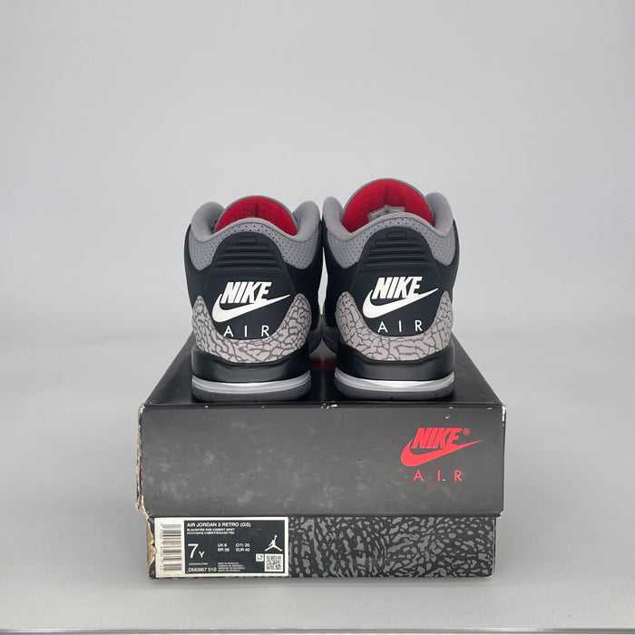 AIR JORDAN 3 BLACK CEMENT DM0967-010 SIZE 7/8.5W GS