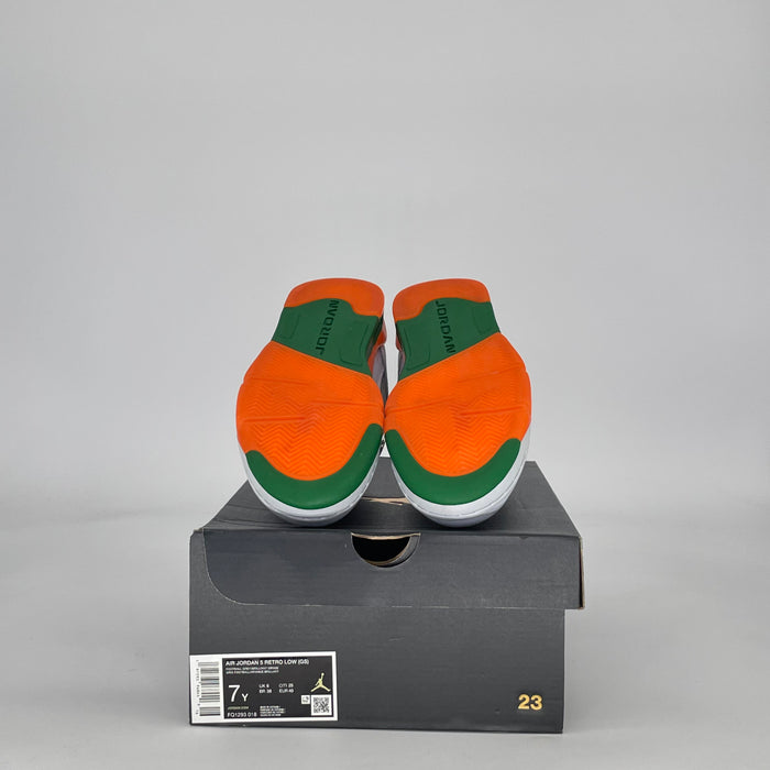 AIR JORDAN 5 LOW MIAMI HURRICANES FQ1293-018 SIZE 7/8.5W GS