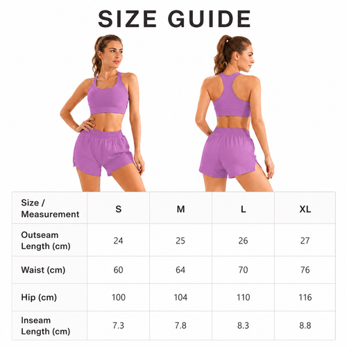 Purple mesh workout shorts women with secure inner training layer