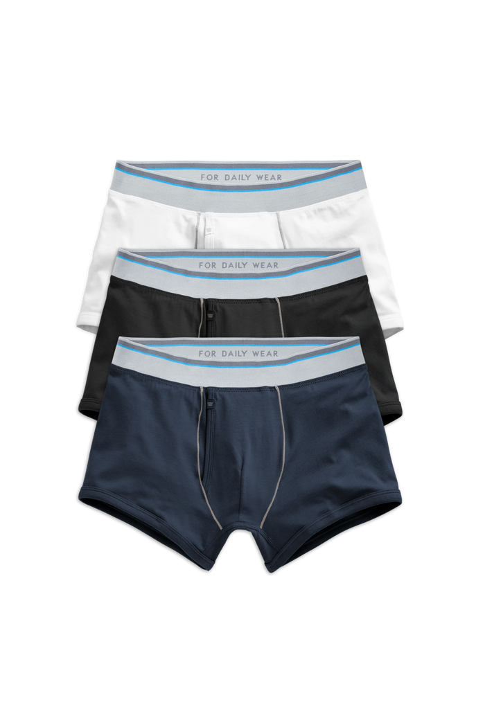 Front View of 3-Pack 18-Hour Jersey Trunks in Classics