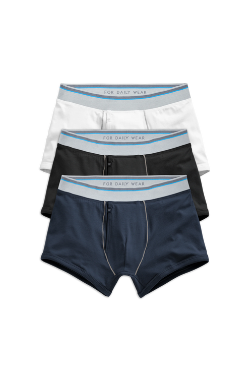 Front View of 3-Pack 18-Hour Jersey Trunks in Classics