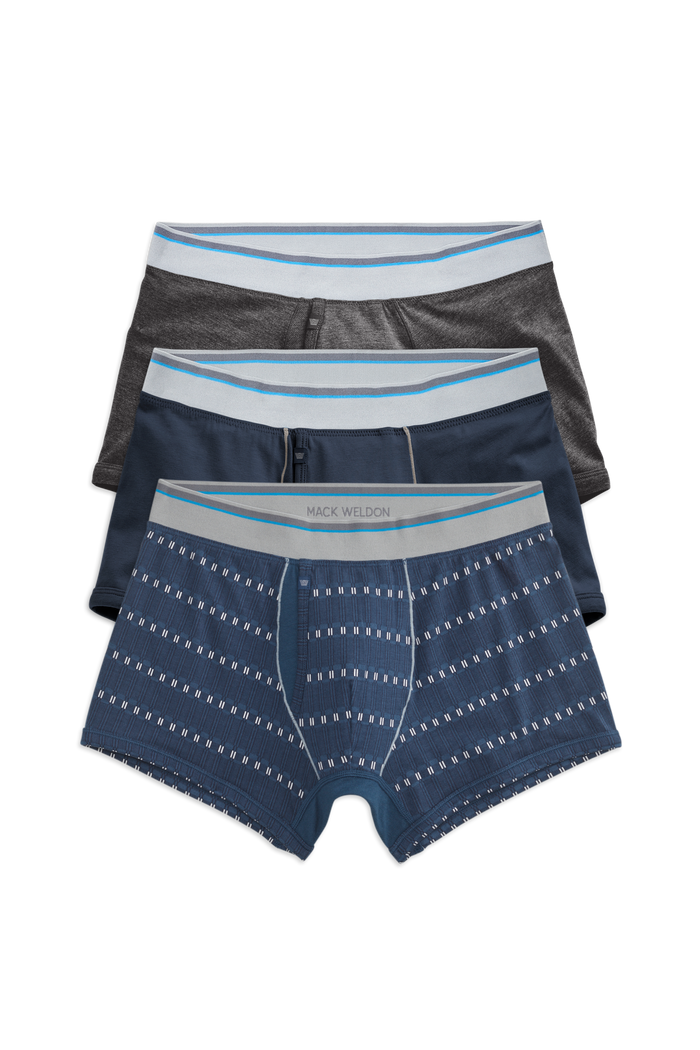Front view of 3 pack 18 Hour Jersey Trunk in Stormy Night
