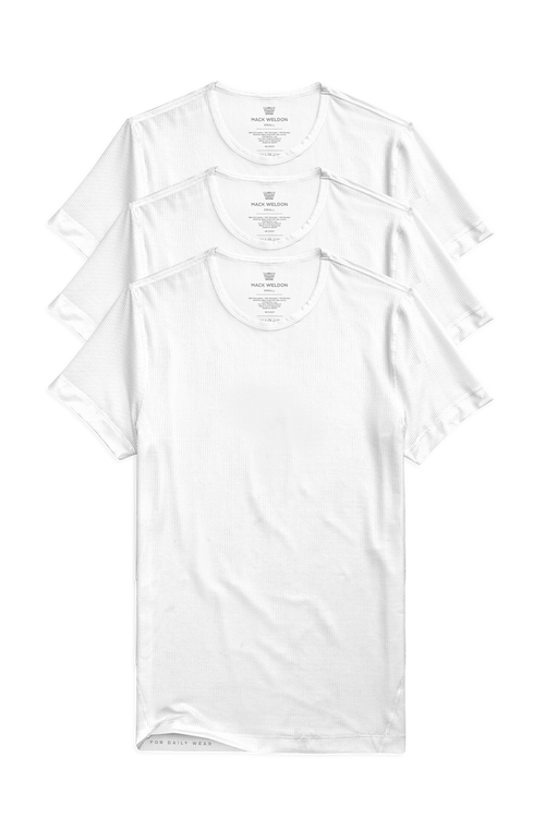 Front view of 3-Pack AIRKNITˣ Crew Neck Undershirt in Bright White