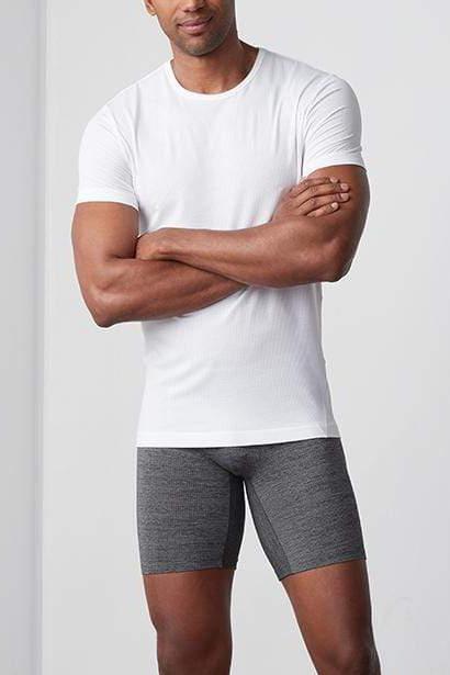 hover | Front view of a man wearing AIRKNITx Crew Neck Undershirt in Bright White