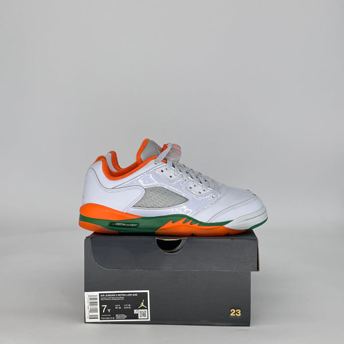 AIR JORDAN 5 LOW MIAMI HURRICANES FQ1293-018 SIZE 7/8.5W GS