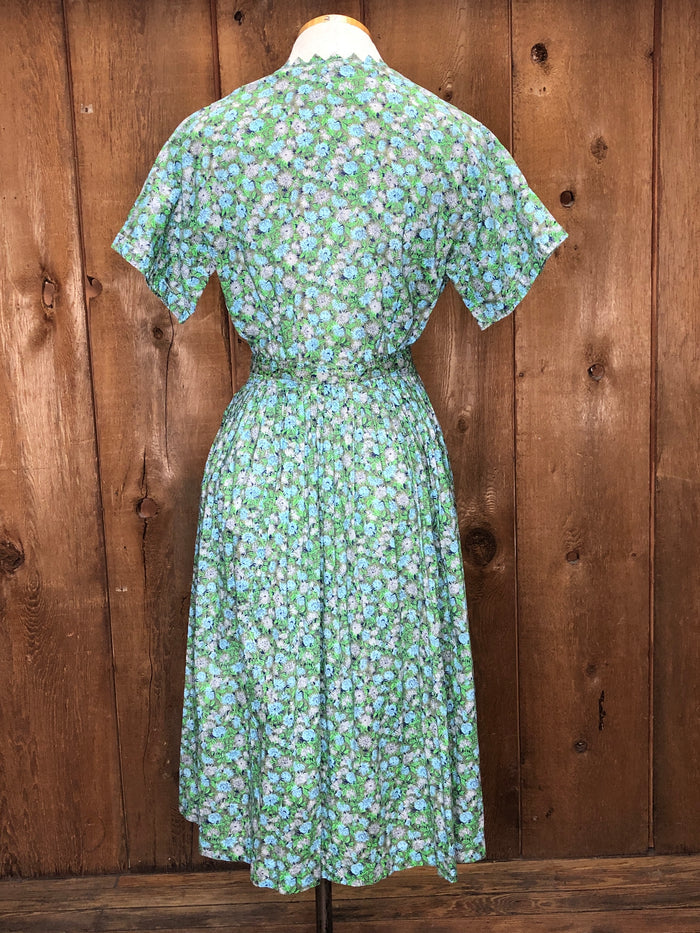50s Cornflower Cotton Dress      W28"
