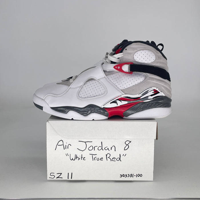 AIR JORDAN 8 WHITE TRUE RED 305381100 SIZE 11/12.5W