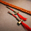5mm Brass Prayer Bead Counters with Dorje Bell Pendant - Tibetan Buddhist art, front view