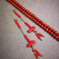 5mm Red Cinnabar Prayer Bead Counters - Tibetan Buddhist art, front view