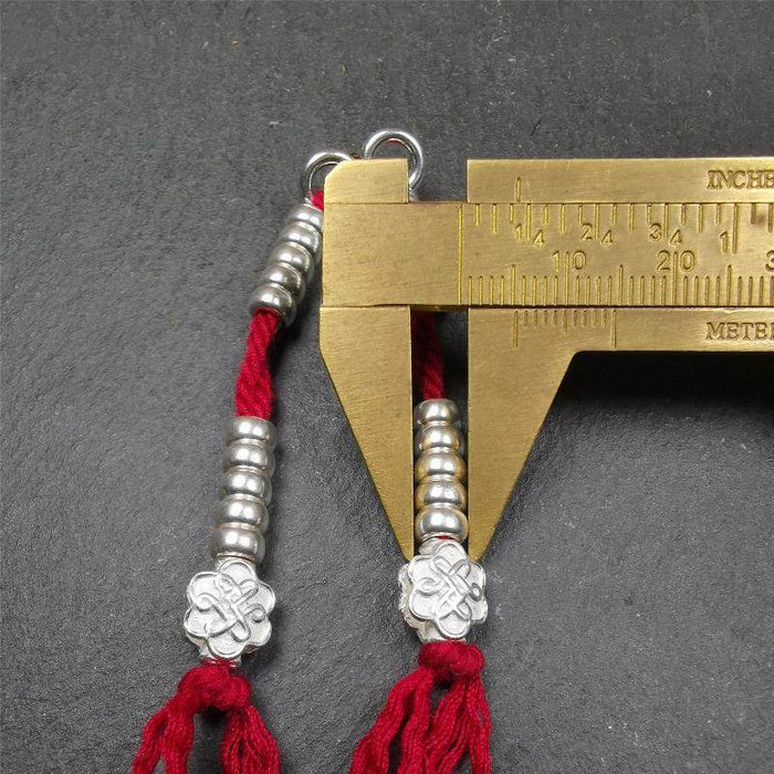 5mm Sterling Silver Prayer Bead Counters with Lucky Knot Pendant - Tibetan Buddhist art, view 8