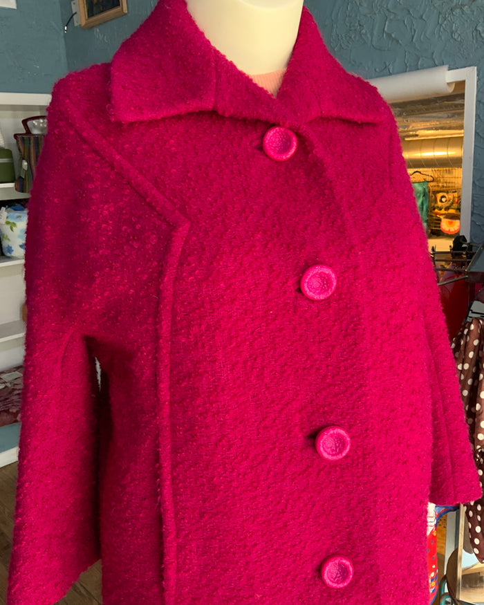 60s Pink Burl Wool ILGWU Coat      M