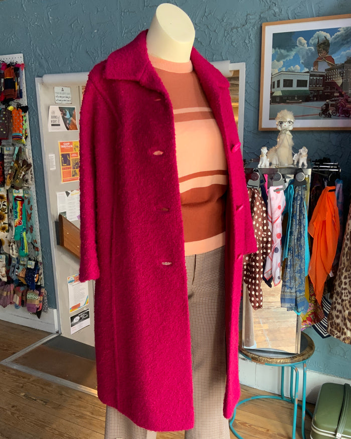60s Pink Burl Wool ILGWU Coat      M