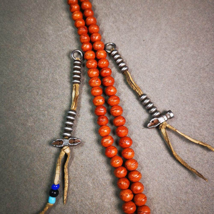 6mm Cold Iron Prayer Bead Counters with Dorje Bell Pendant - Tibetan Buddhist art, detailed view