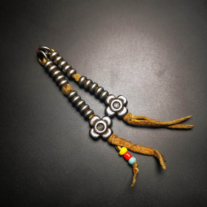 6mm Cold Iron Prayer Bead Counters with Gesang Flower Pendant - Tibetan Buddhist art, view 6