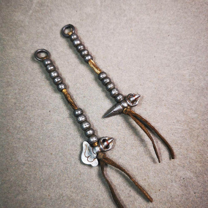6mm Cold Iron Prayer Bead Counters with Kila and Kartika Pendant - Tibetan Buddhist art, view 6
