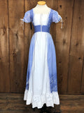 70s Gunne Sax Blue Corset Prairie Dress       w27