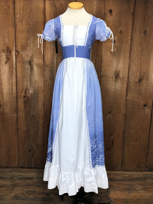 70s Gunne Sax Blue Corset Prairie Dress       w27