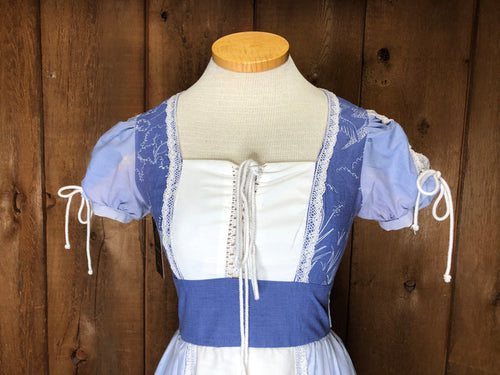 70s Gunne Sax Blue Corset Prairie Dress       w27