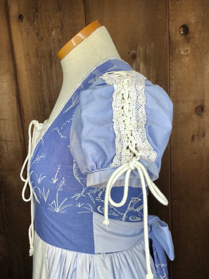 70s Gunne Sax Blue Corset Prairie Dress       w27