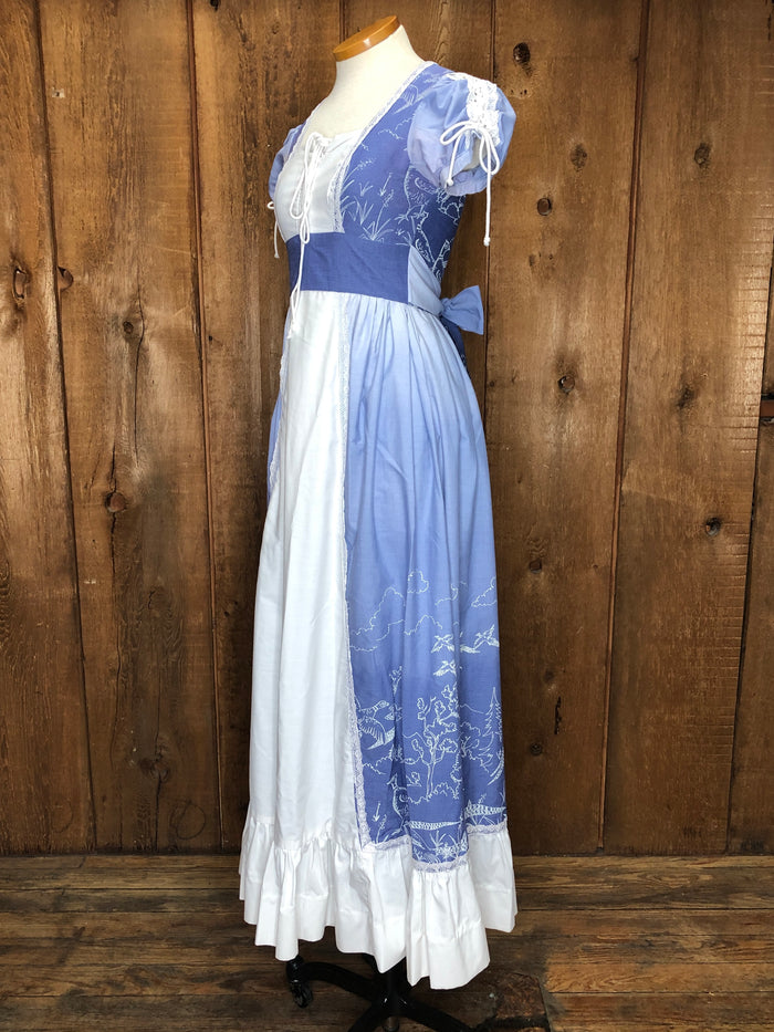 70s Gunne Sax Blue Corset Prairie Dress       w27