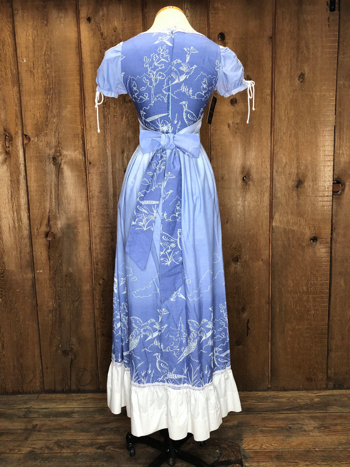 70s Gunne Sax Blue Corset Prairie Dress       w27