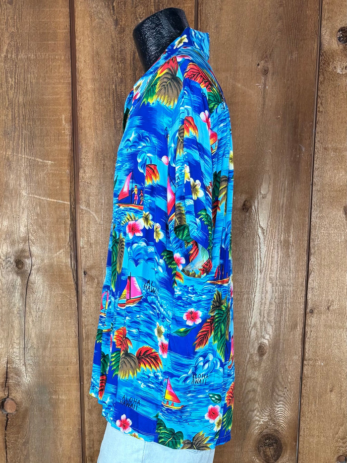 70s Island Fashion Rayon Shirt     L