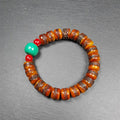 7.5" Yak Bone Wrist Mala - Tibetan Buddhist mala beads, front view