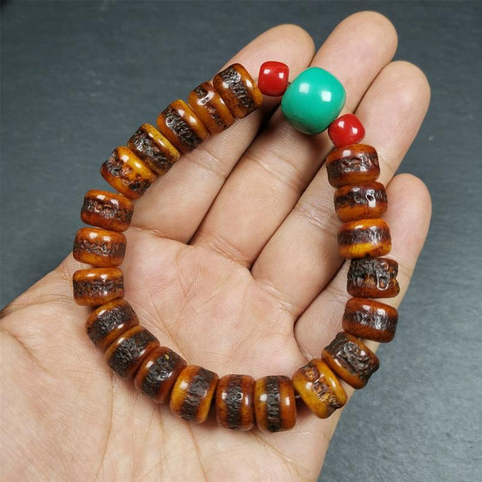 7.5" Yak Bone Wrist Mala - Tibetan Buddhist mala beads, view 6
