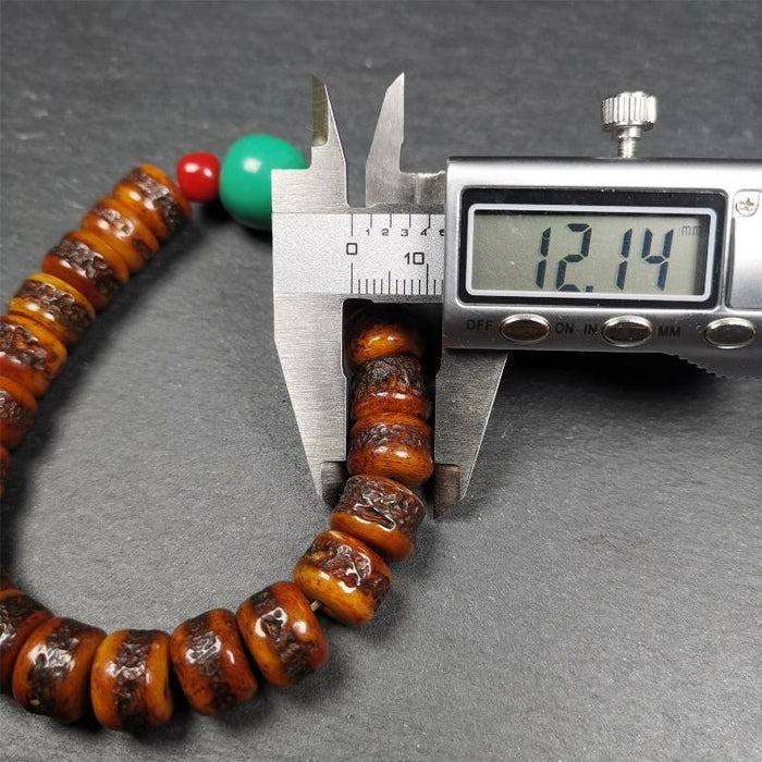 7.5" Yak Bone Wrist Mala - Tibetan Buddhist mala beads, view 7