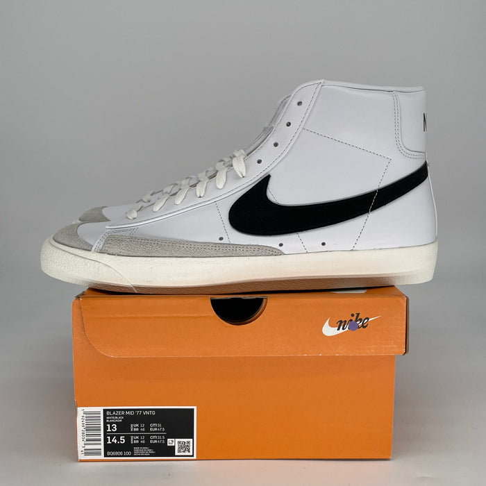 NIKE BLAZER MID 77 VINTAGE WHITE BLACK BQ6806-100 SIZE 13/14.5W