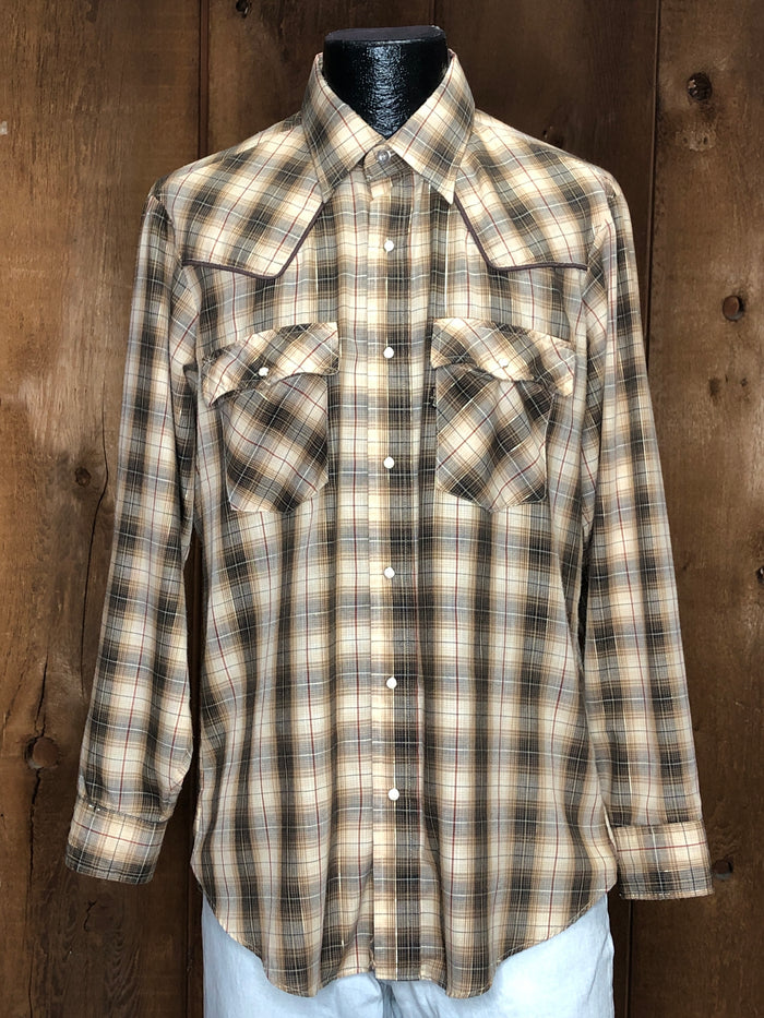 80s Levis Metallic Plaid Shirt      L