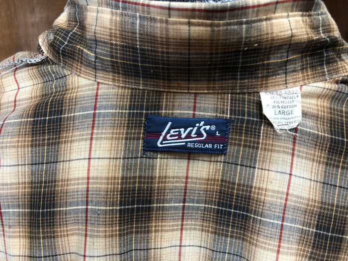 80s Levis Metallic Plaid Shirt      L