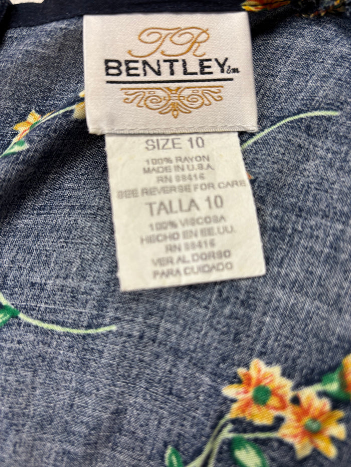 90s Bentley Blk/Yllw Midi Dress     L