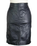 90s Chia Leather Midi Skirt    w30