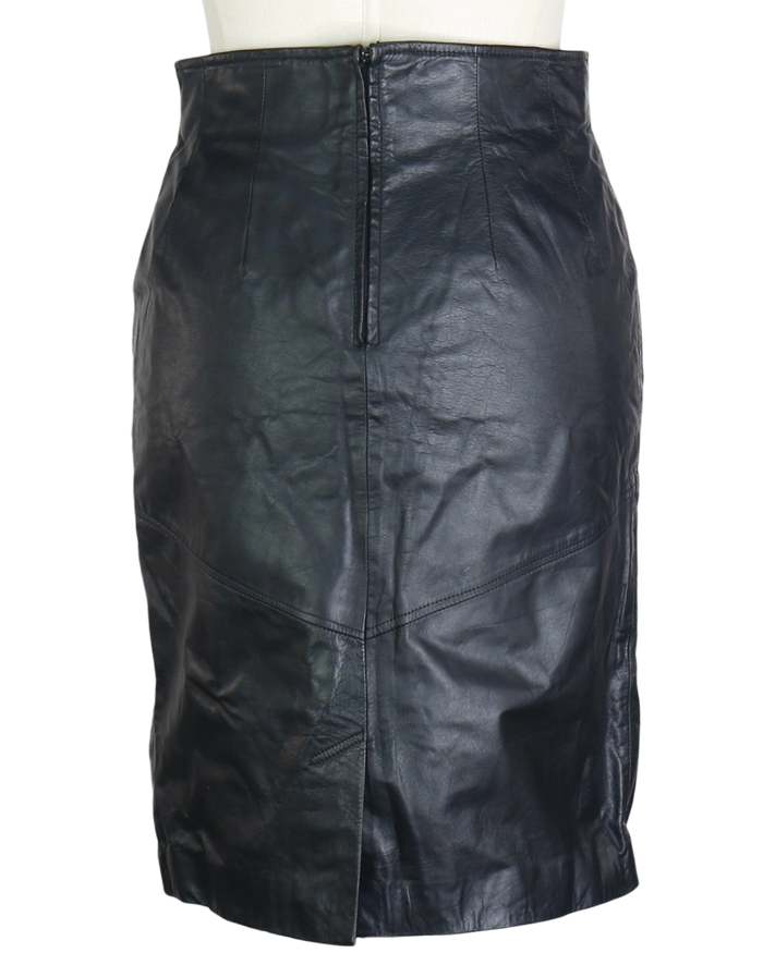 90s Chia Leather Midi Skirt    w30