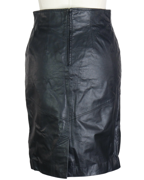90s Chia Leather Midi Skirt    w30
