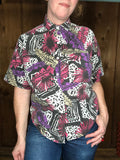 90s Pink/Purp/Wht Tropical Top     M