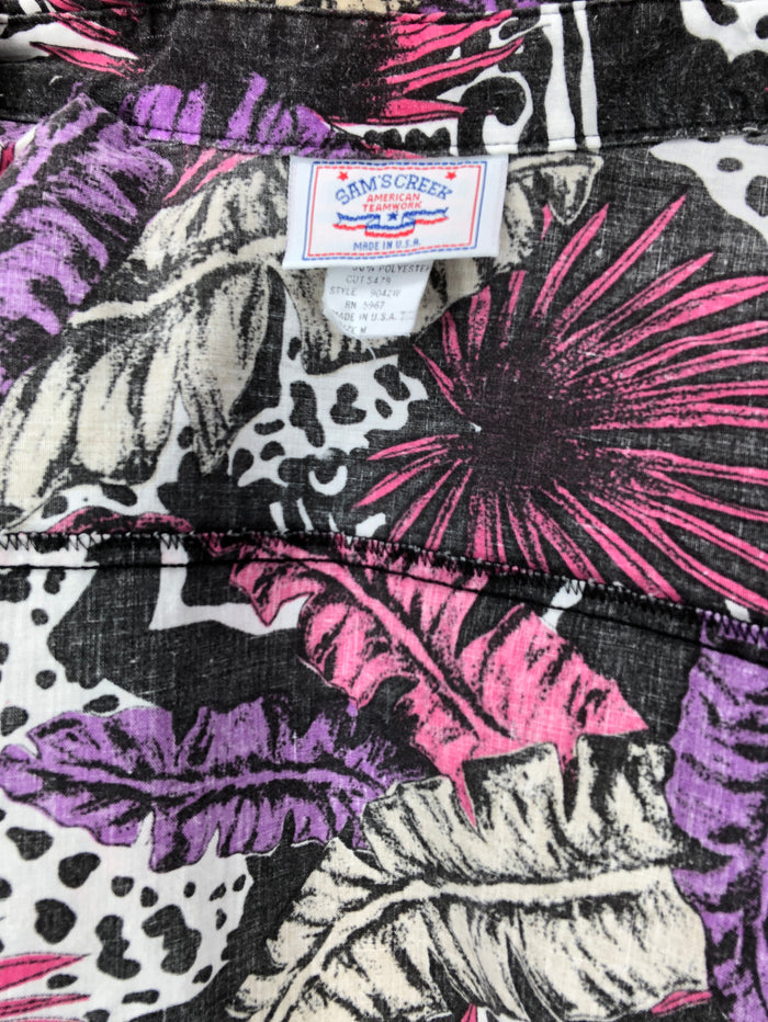 90s Pink/Purp/Wht Tropical Top     M