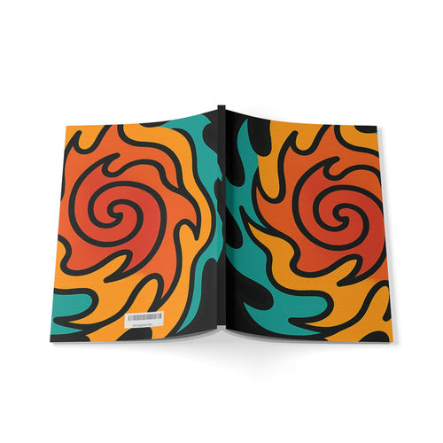 Vibrant spiral notebook in A5 format with lined paper for students, writers, travel notes and organized daily planning daily.