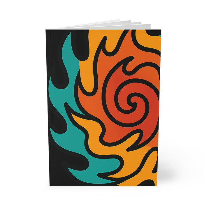 Colorful spiral journal with A5 dimensions and lined pages for class notes, planning, lists and creative daily writing daily.