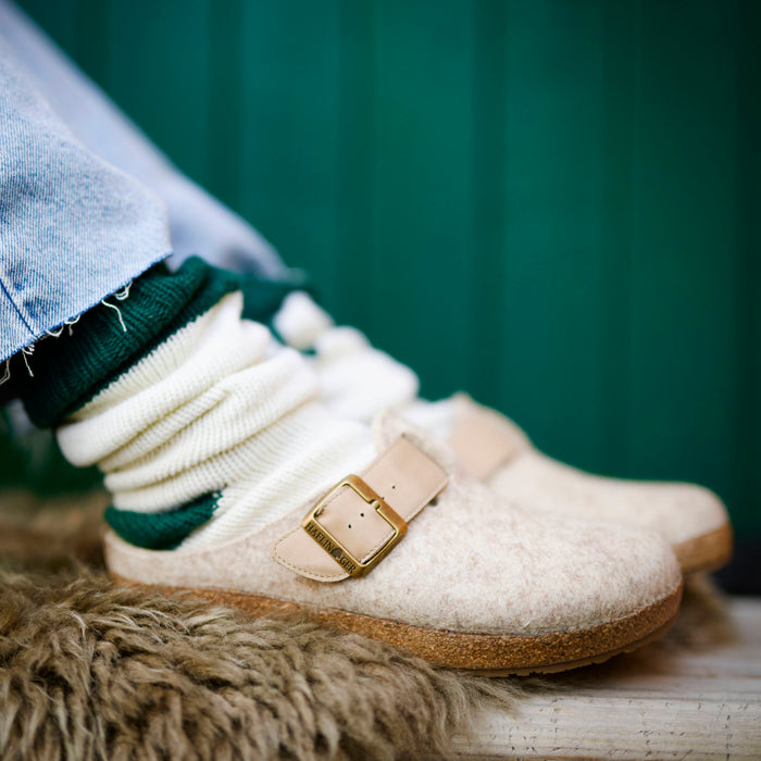 Adults Felted Wool Chicago Clog Slipper - Dust Melange