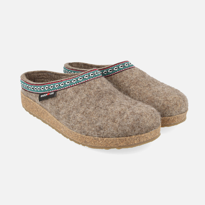 Adults Felted Wool Franzl Clog Slipper - Beige Melange
