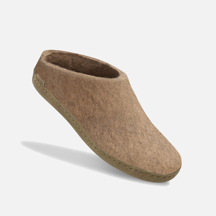 Adults Felted Wool Open Heel Slipper - Sand