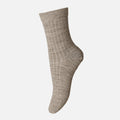 Adults Wool Rib Socks - Light Brown Melange