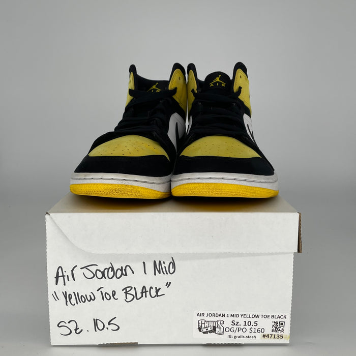 AIR JORDAN 1 MID YELLOW TOE BLACK SIZE 10.5/12W 852542-071