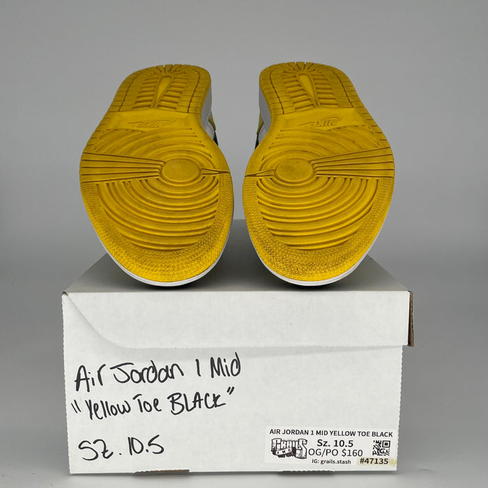 AIR JORDAN 1 MID YELLOW TOE BLACK SIZE 10.5/12W 852542-071