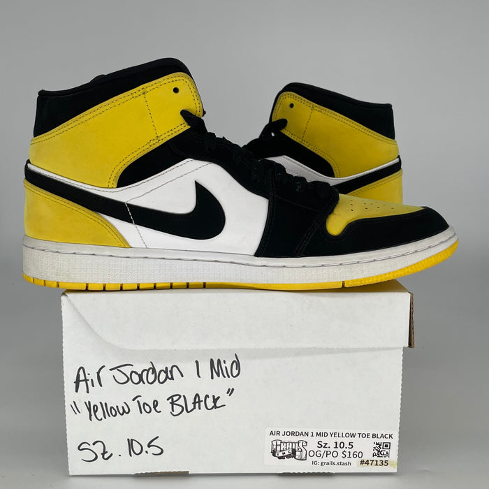 AIR JORDAN 1 MID YELLOW TOE BLACK SIZE 10.5/12W 852542-071