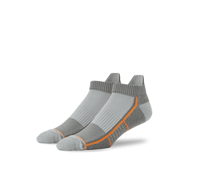 Grey Marl / Firestarter | Front view of AIRKNITx Ankle Sock in Grey Marl / Firestarter
