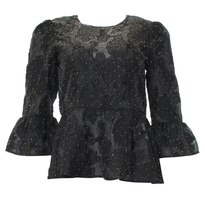 Alla Peplum Top (Black)