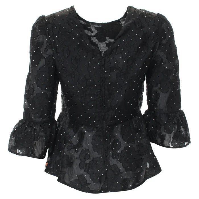 Alla Peplum Top (Black)